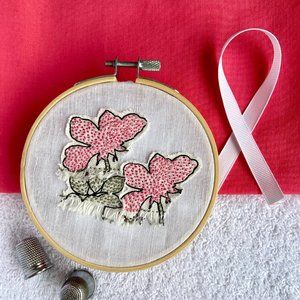 Hot Pink Embroidery Hoop 4" Wall Art Home Decor